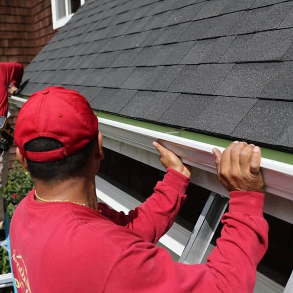 rain gutter - valentine roofing - seamless aluminum gutter system