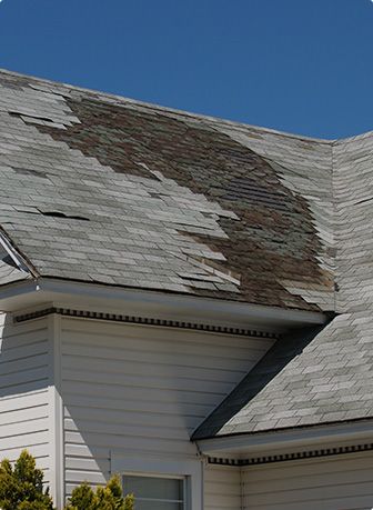 damaged roof from high winds